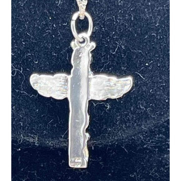 19" Box Chain Totem Pole Native American Pendant Necklace Sterling Italy 8162 - Picture 9 of 11